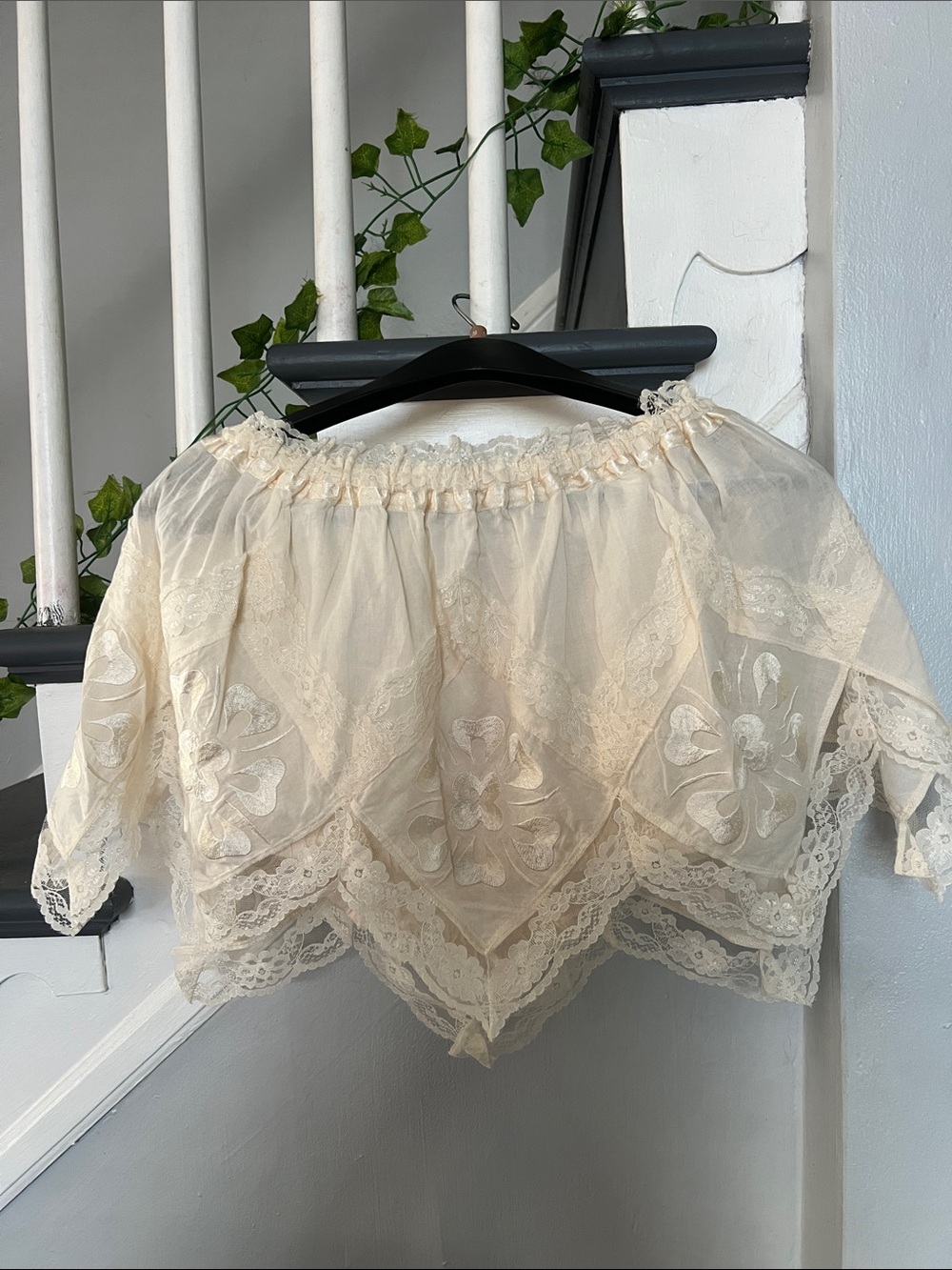 VRG GRL Lace Off-Shoulder Blouse in Cream